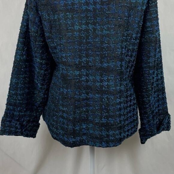 Chico’s Blue & Black Textured Tweed Academia Jacket Blazer NWOT Size 8 - Picture 7 of 12